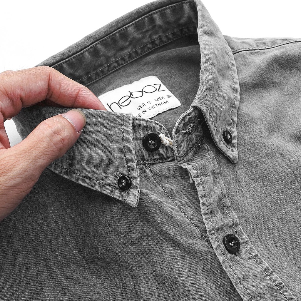 Áo sơ mi nam dài tay cổ bẻ 1 túi HEBOZ chất vải denim lên form sang chảnh - 00000713 | BigBuy360 - bigbuy360.vn