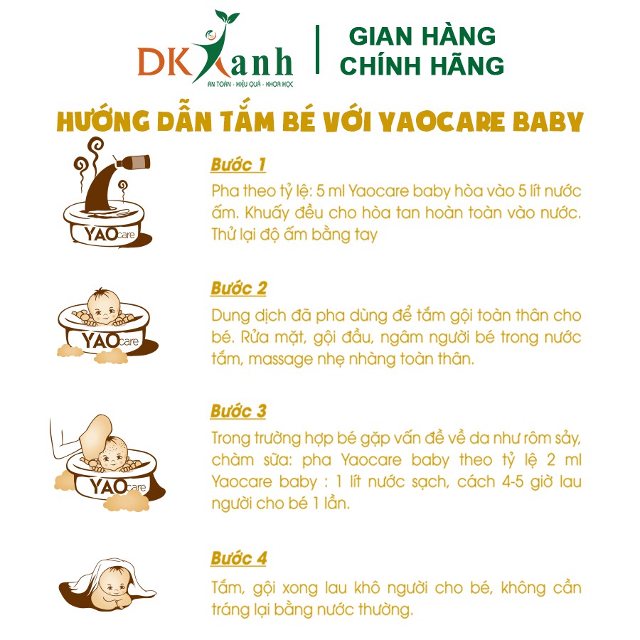 Combo 2 Chai Nước tắm thảo dược Yaocare Baby - DK Pharma (250ml / chai)
