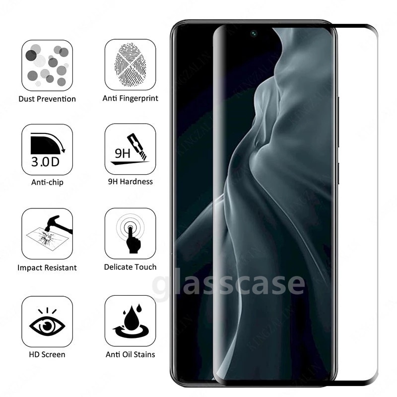 Miếng Dán Cường Lực Cong Bảo Vệ Màn Hình Cho Xiaomi Mi 12 12S 12X 10 11 Pro 10 Ultra Xiaomi12 12Pro