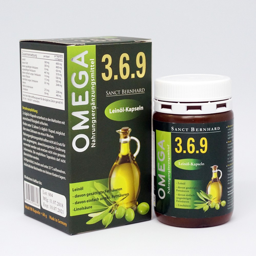 Hộp 90 Viên uống bổ MẮT, Não, Da OMEGA 3 6 9 [Chính hãng Sanct Bernhard Đức ]