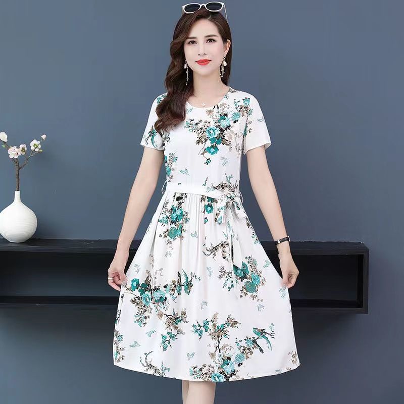 Đầm Dài Qua Gối Dáng Rộng Bằng Lụa Lạnh Thoáng Khí Phong Cách Phương Tây Dành Cho Phụ Nữ Trung Niên 40 Tuổi