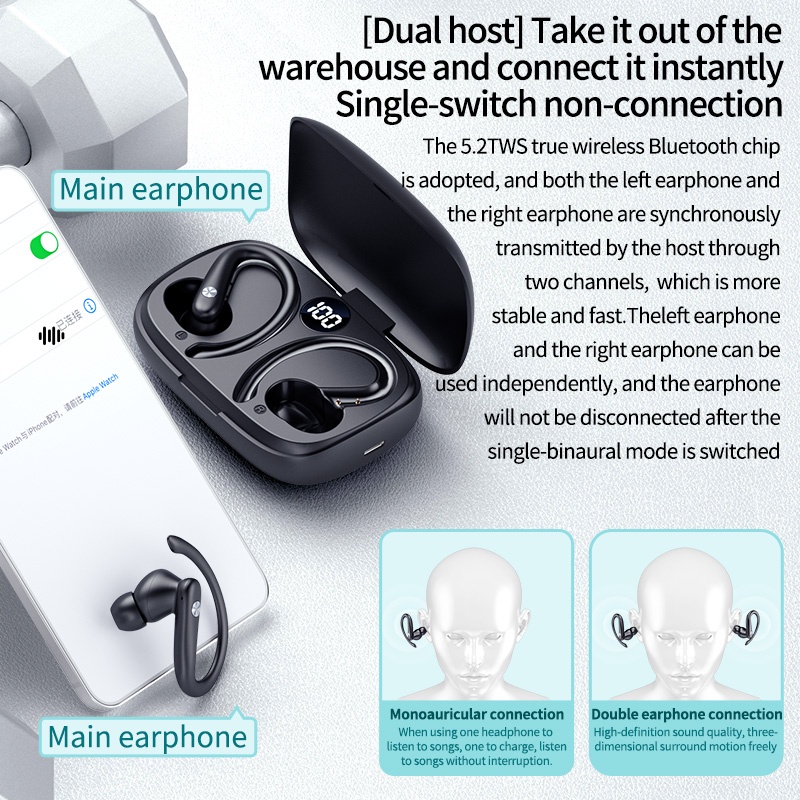 Tai Nghe Nhét Trong Không Dây Bluetooth 5.2 TWS 18D Giảm Tiếng Ồn Có Mic Dùng Khi Chơi Thể Thao