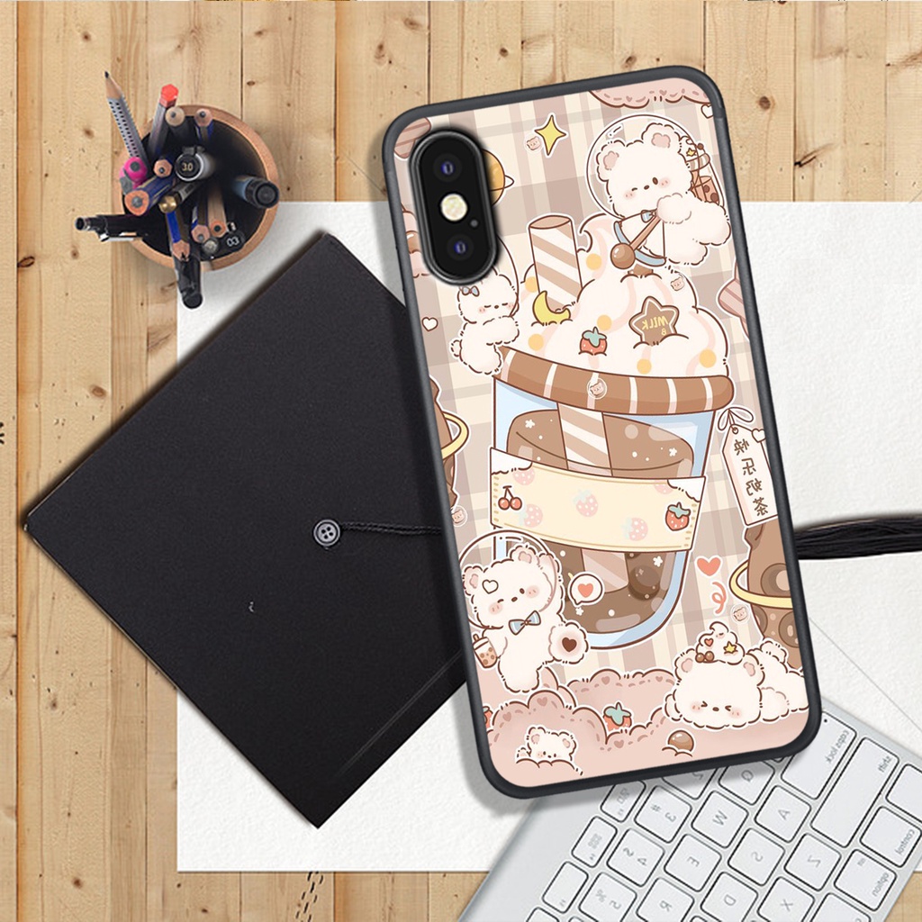 Ốp Lưng IPHONE X/XS - XR - XSMAX, In Hình Gấu Cute, màu sắc bắt mắt.