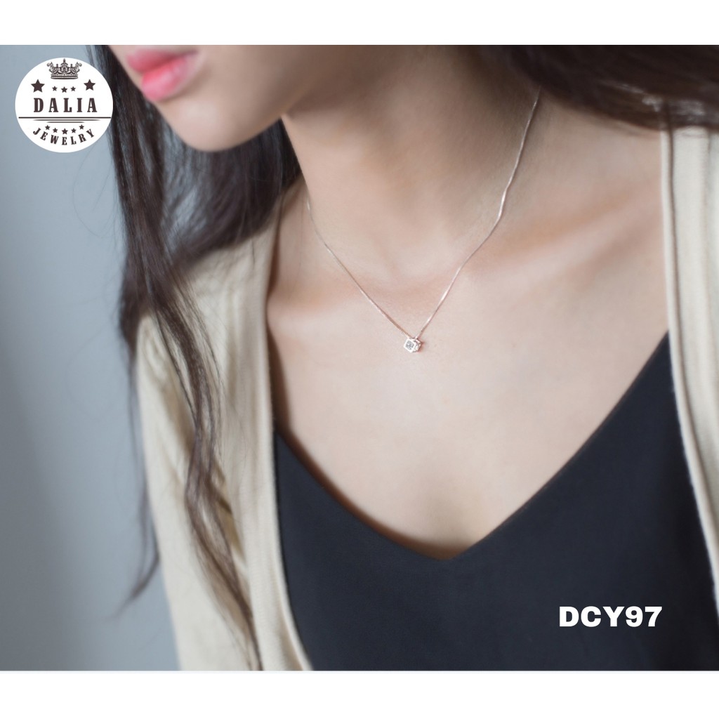 Dây chuyền bạc nữ DaLiA Jewelry hộp đá lục lăng