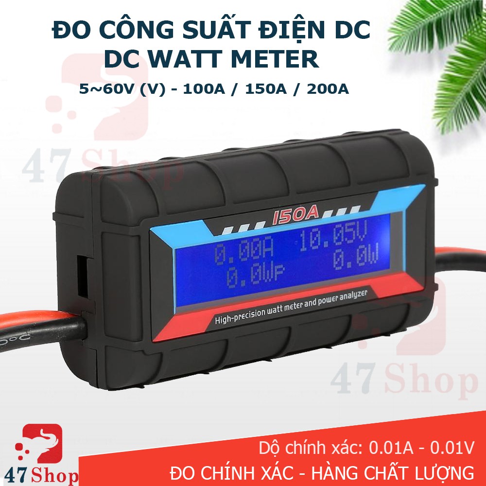 Máy Đo Dòng Điện, Điện Áp, Công Suất DC Watt Metter 150A-200A