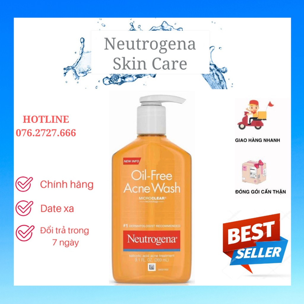 Sữa Rửa Mặt Cho Da Dầu Mụn Neutrogena Oil Free Acne Wash 269ml