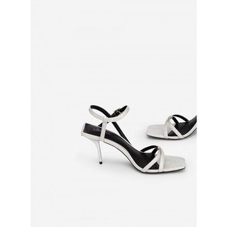 Vascara Giày Sandal Quai Mảnh Đan Nơ Vân Da Kỳ Đà - SDN 0696 - Màu Bạc