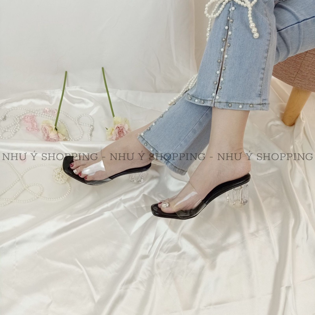 Guốc Cao Gót Đế Vuông Quai Trong 5P