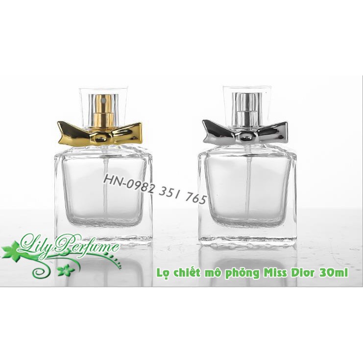 Lọ chiết nước hoa 30ml vuông thắt nơ