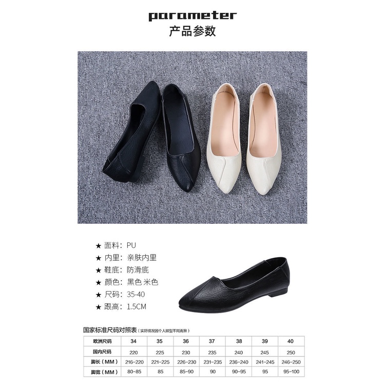 Giày Búp Bê Da Mềm Mũi Nhọn Đế Bệt Chống Trượt Thoáng Khí Thoải Mái Cho Nữ