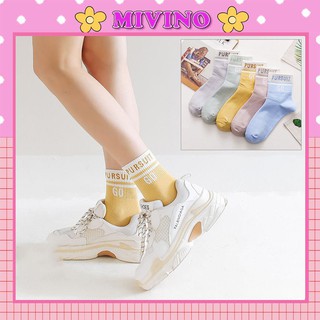 Tất nữ thể thao Mivino vớ nữ họa tiết chữ PUSH GO năng động TN37