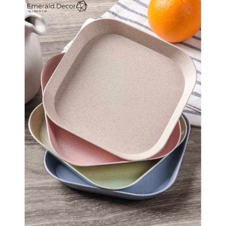 Đĩa lúa mạch set 8 đĩa nhựa an toàn tone màu Pastel ngọt ngào