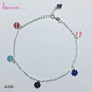 Lắc chân bạc Ý 925 Bạc Xinh Huệ Ngân Cỏ bốn là may mắn JL026
