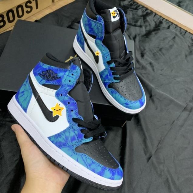 Giày thể thao Jordan xanh loang nước biển cổ cao, Giày JD1 high tie dye cao cổ nam nữ siêu hot Full Box Bill + tặng dây | BigBuy360 - bigbuy360.vn