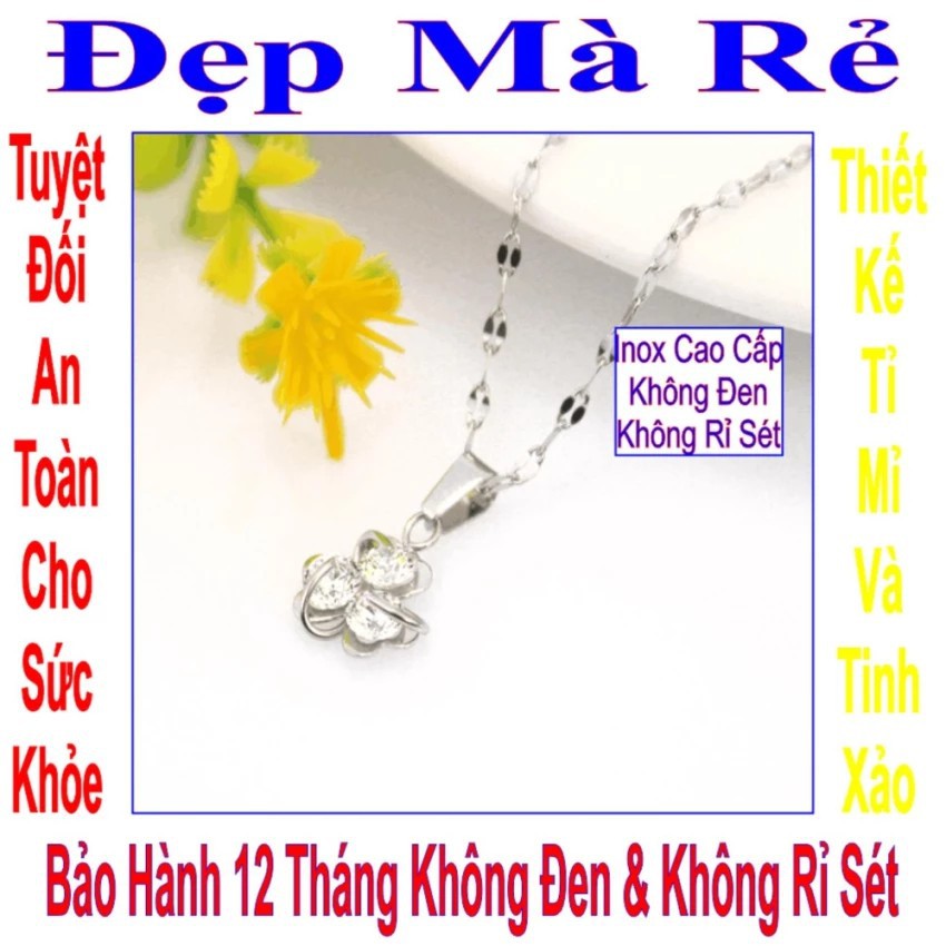 Dây chuyền nữ có mặt 3 viên đá Zircon xoay kiểu dây me - DCNU00182T025049 (Trắng)