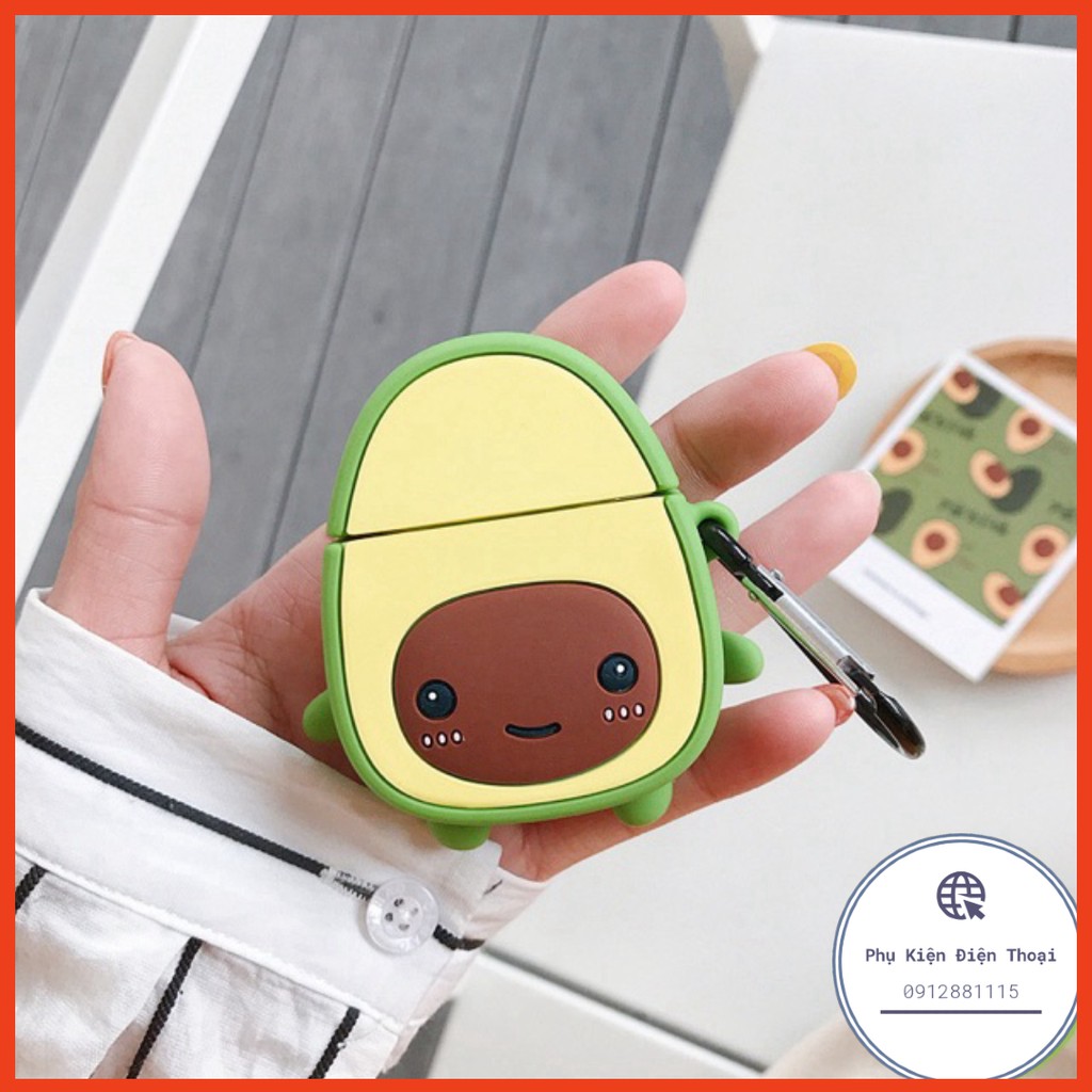 🥑 Case Quả bơ avocado 🥑 Vỏ bao Airpods 2 AirPod đựng tai nghe không dây i11 i12 i18 ... tặng kèm móc đeo ⚡Phụ Kiện