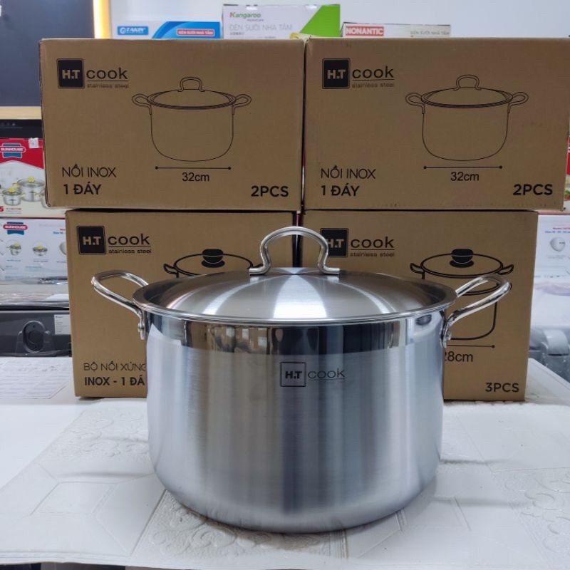 NỒI LUỘC GÀ INOX CAO CẤP HT COOK size 28,30,32CM DUNG TÍCH TRÊN 8 LÍT hàng chính hãng giá tốt