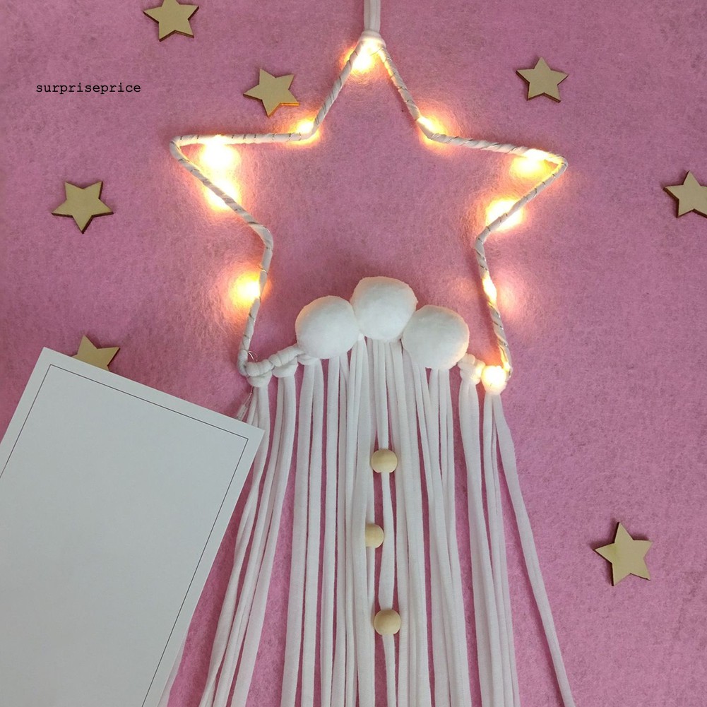 SPP_Five-pointed Star LED Light Strip Dream Catcher Wall Hanging Ornament Home Decor