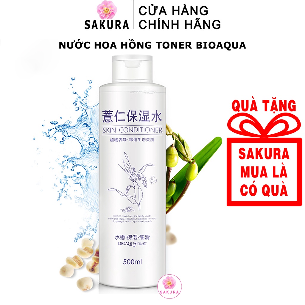 Nước hoa hồng BIOAQUA Toner dưỡng ẩm chăm sóc da mặt nội địa trung SAKURA 500ml