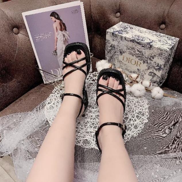 N(ẢNH THẬT) Sandal Xuồng 3p Xỏ Ngón Da Mềm Dây Chéo Fullbox Xịn 2020 : L ‣ ◦ !