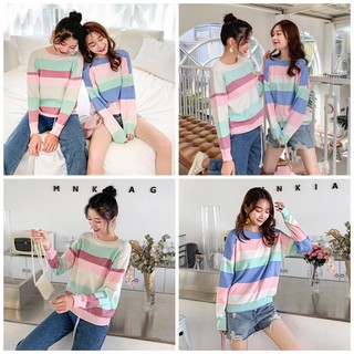 Áo len cầu vồng tay dài 2 màu - shopforgirl