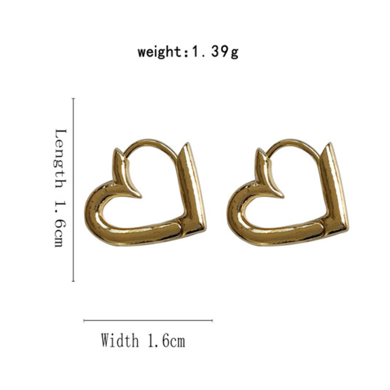 Bông Tai Mạ Vàng 14k Hình Trái Tim Phong Cách Hàn Quốc