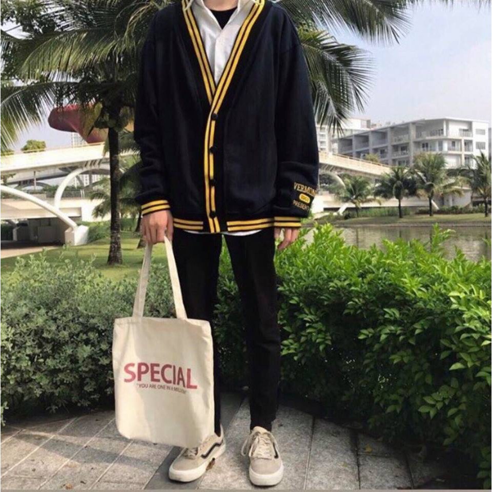 Áo Khoác CARDIGAN VERMONT ĐEN THÊU TAY UNISEX [Kèm Hình Thật] | BigBuy360 - bigbuy360.vn
