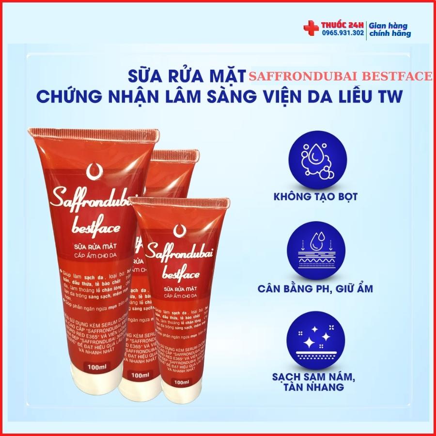 Sữa Rửa Mặt saffrondubai bestface - Giúp Da Cân bằng độ PH, Không Tạo Bọt, An Toàn Cho Mọi Loại Da (Chai 200 - 500ml)