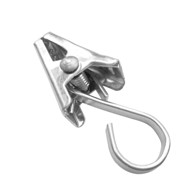 10 móc kẹp treo rèm trong nhà tắm dài 18.3mm màu bạc