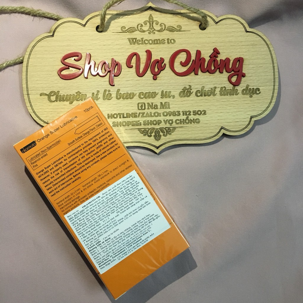 Bao cao su siêu mỏng hương cam Okamoto Skinless Skin Orange Lubricated 10 cái/hộp