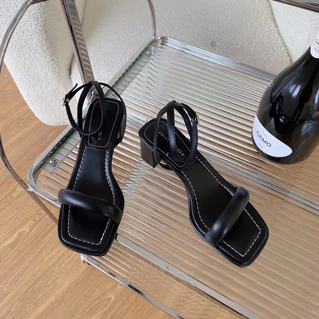 Sandal gót vuông quai ngang bản to 6882 - Kachi House