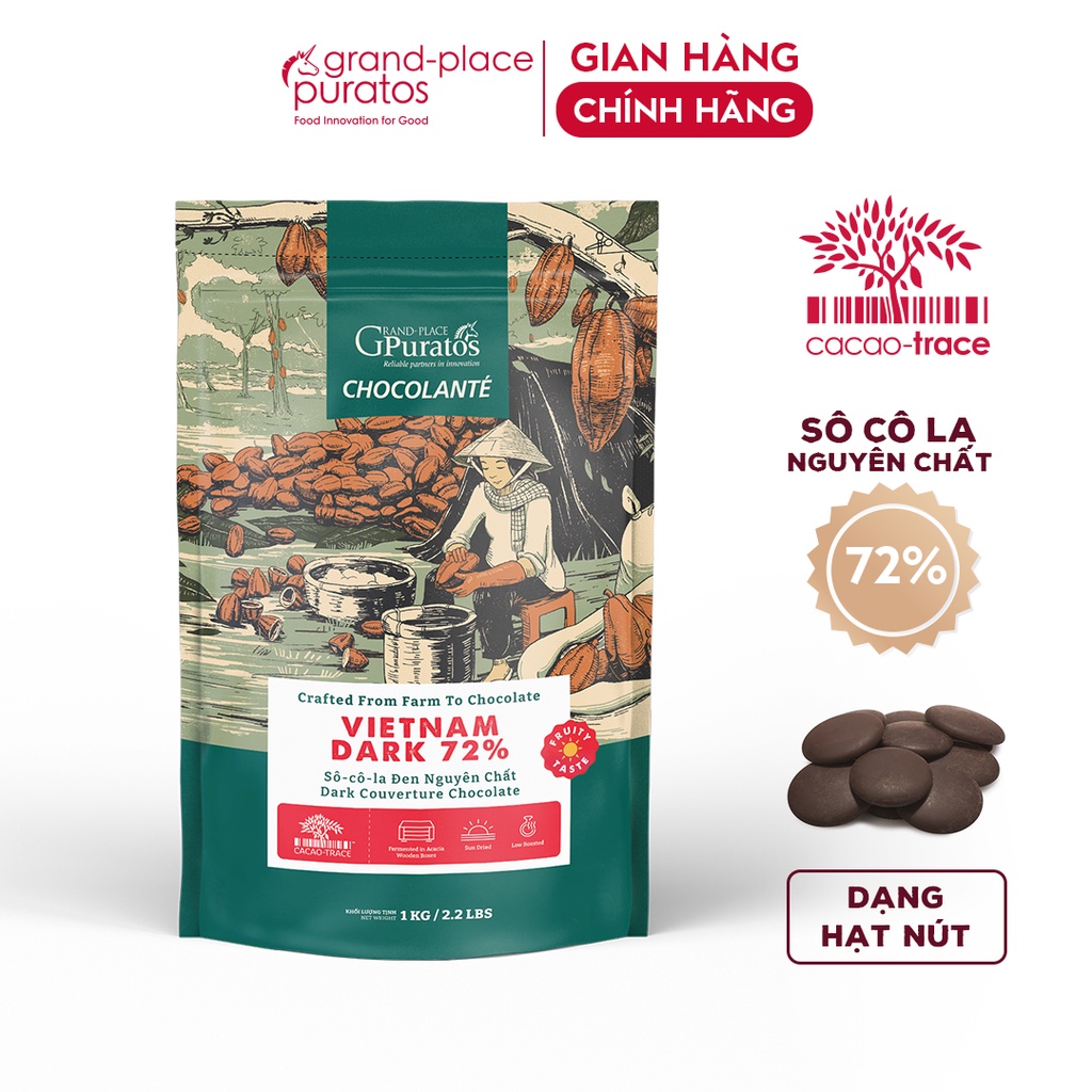 Sô Cô La Nguyên Chất Đen 72% Puratos Grand-Place VN-1KG-4009127