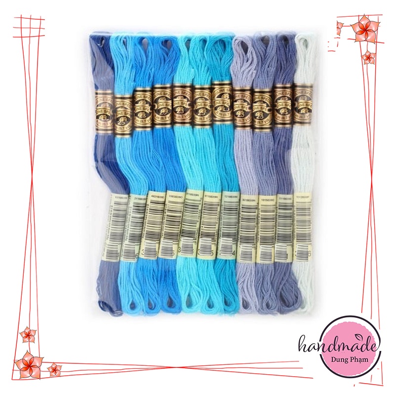 Giá 1k6/ tép🌿SET 10 TÉP CHỈ THÊU - MÀU NHƯ HÌNH - Chỉ thêu tranh chữ thập cotton DC / MS 23