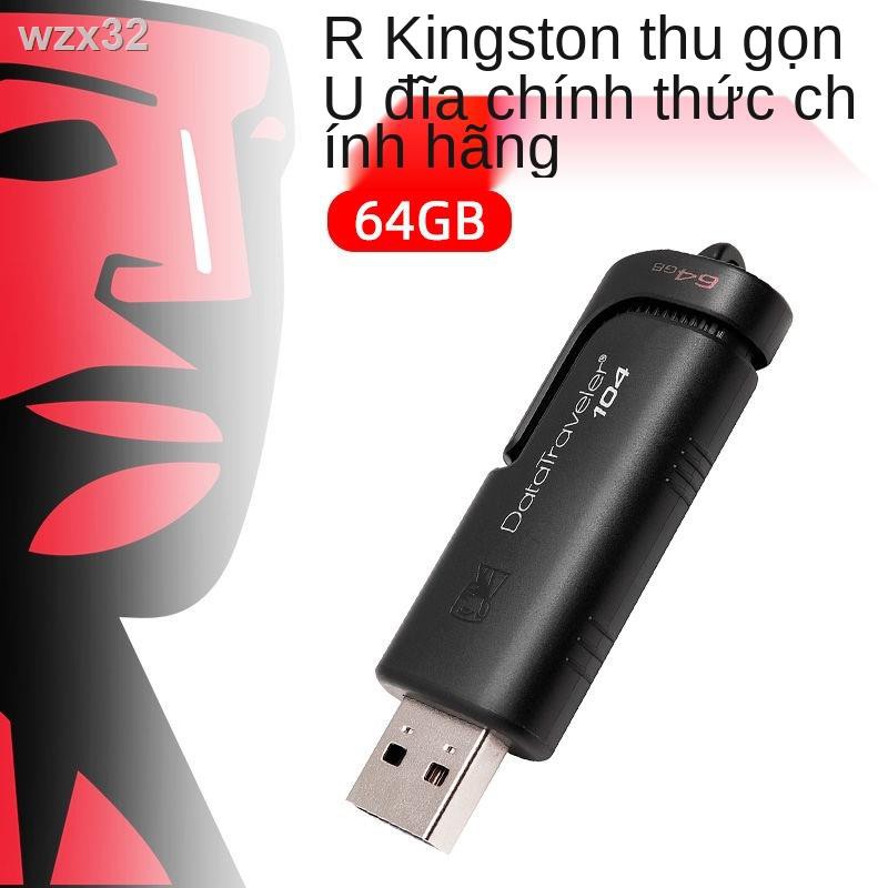 ◙₪Kingston U Disk 64gu DT104 64G Máy tính văn phòng doanh nghiệp Đẩy-pull USB Flash Drive trên ô tô