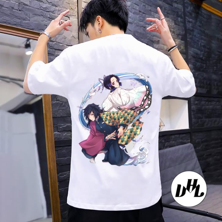 Áo thun nam nữ thanh gươm diệt quỷ Thủy Trụ và Hoa trụ ATT-001, Áo thun Anime Manga Kimetsu no Yaiba Unisex Nam Nữ