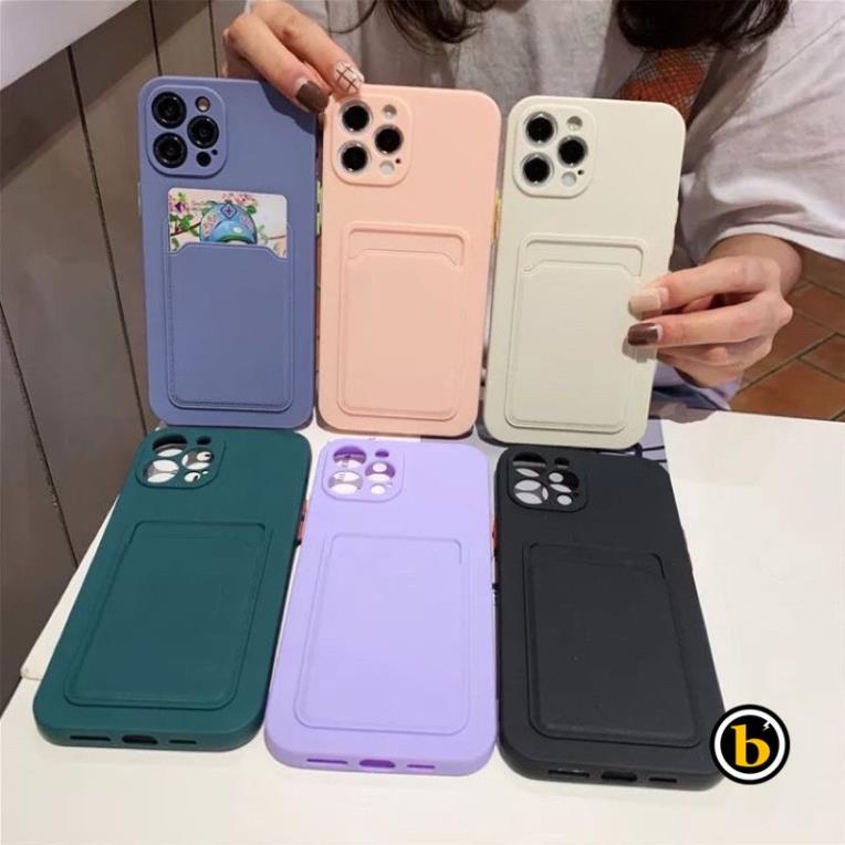 🔥ĐỰNG THẺ🔥 Ốp IPhone 13 Promax dẻo mềm màu kẹo kiêm ngăn đựng thẻ cho iphone full mã nhiều màu