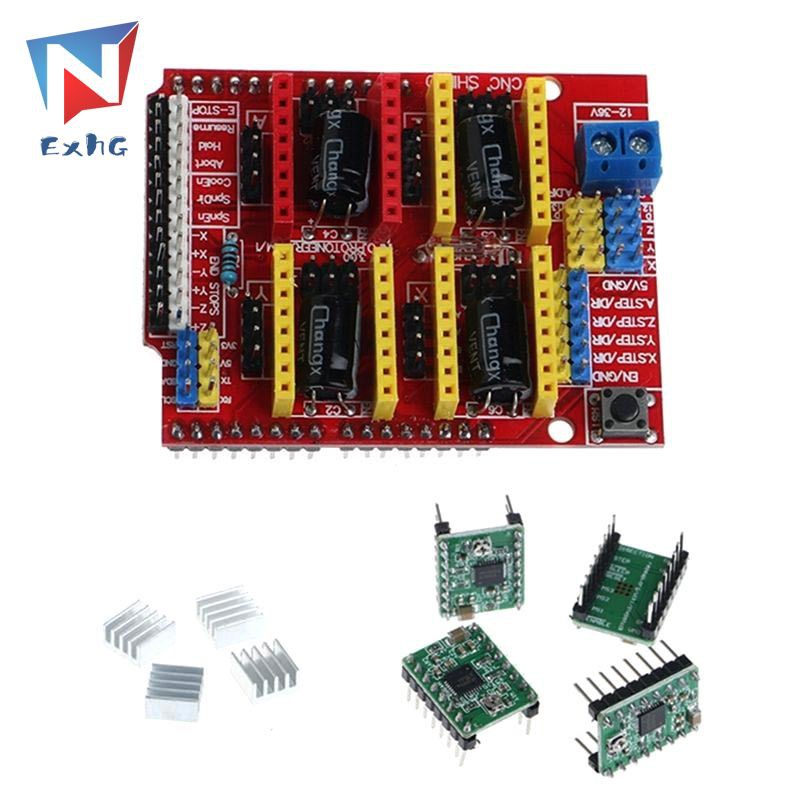 ExhG❤❤❤High quality New CNC Shield V3 Engraving Machine / 3D Printer / + 4 Pcs A4988 Driver Expansion Board for Arduino 