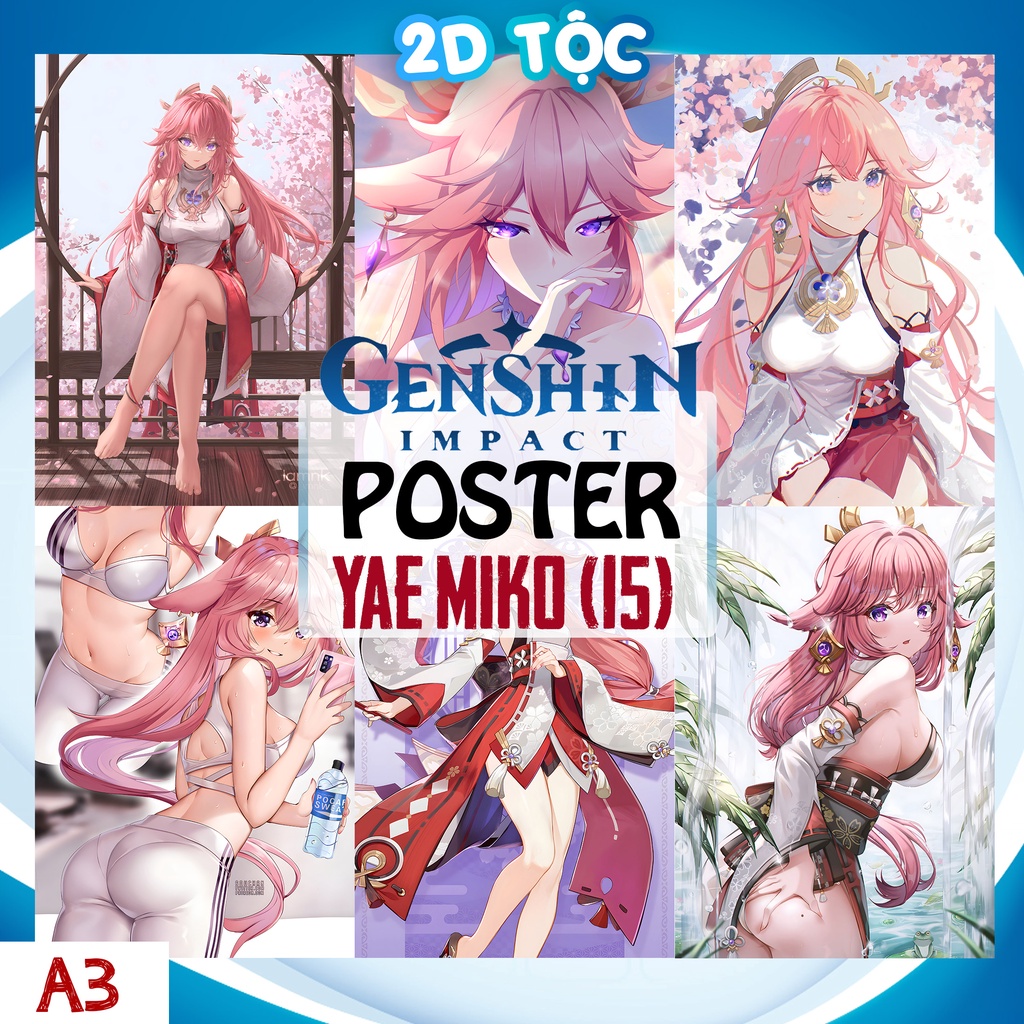 ẢNH POSTER A3 DÁN TƯỜNG CAO CẤP YAE MIKO (15) GAME GENSHIN IMPACT  BY 2D TỘC SHOP