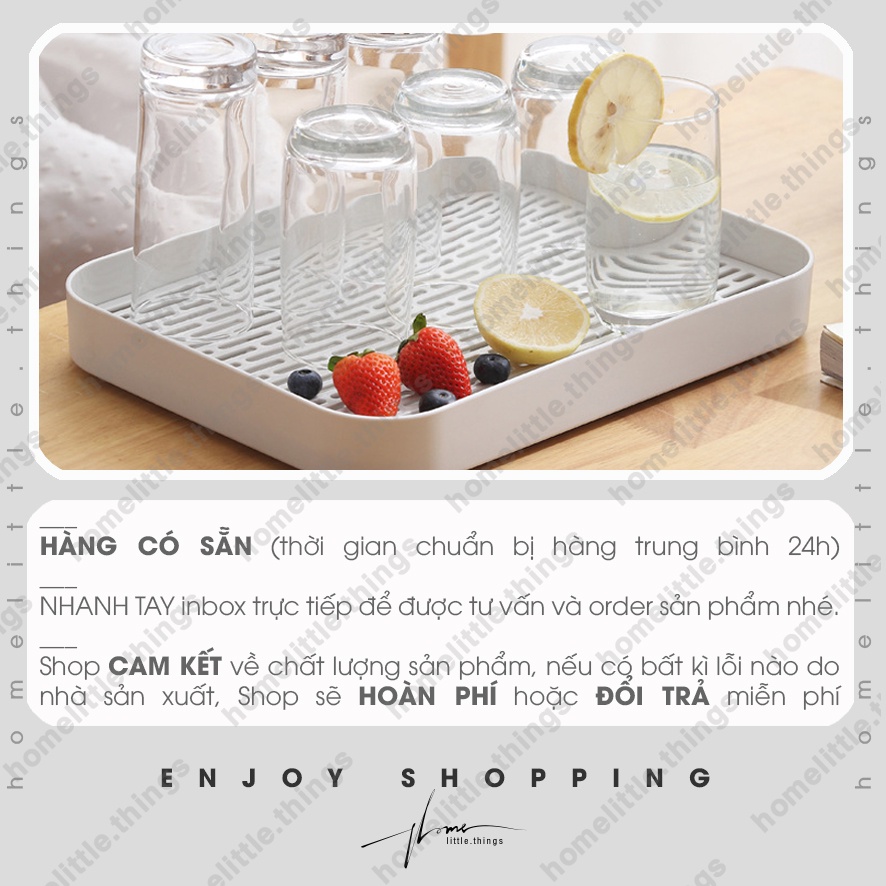 Khay kệ nhựa úp ly cốc, chén, khay trà có rãnh thoát nước