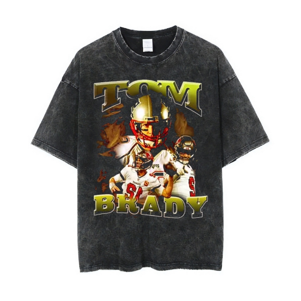 Áo Thun Oversized Tâm Lý "Tom Brady" | Đá Rửa Đá | Áo Bóng Đá Mỹ | Áo Thun Oversize | Phong Cách Cổ Điển | Áo