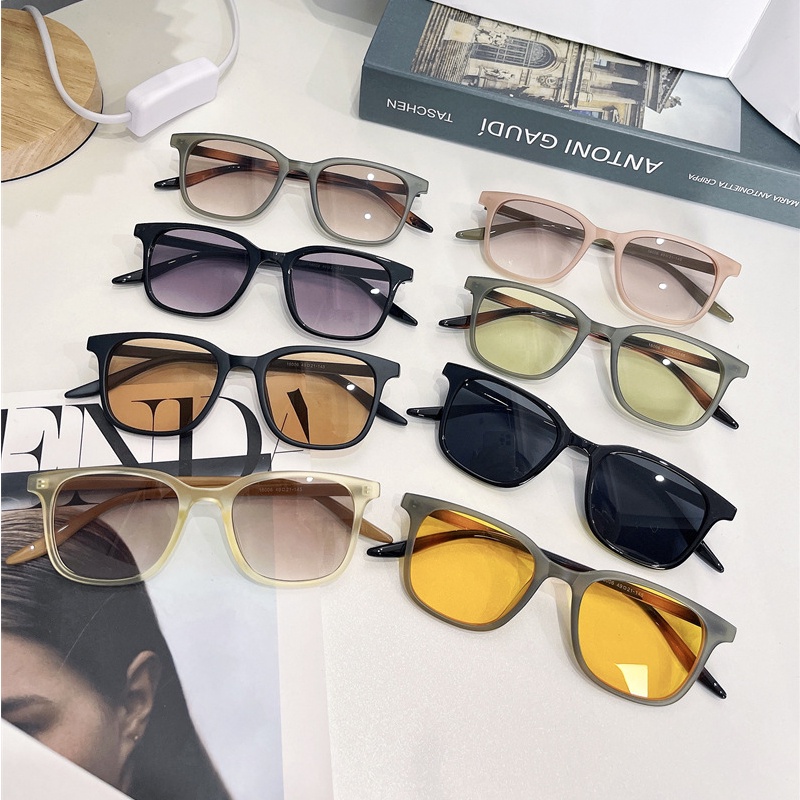 (YUZHU) Kính Mát Gọng Chữ Nhật Hai Màu Thời Trang Phương Tây