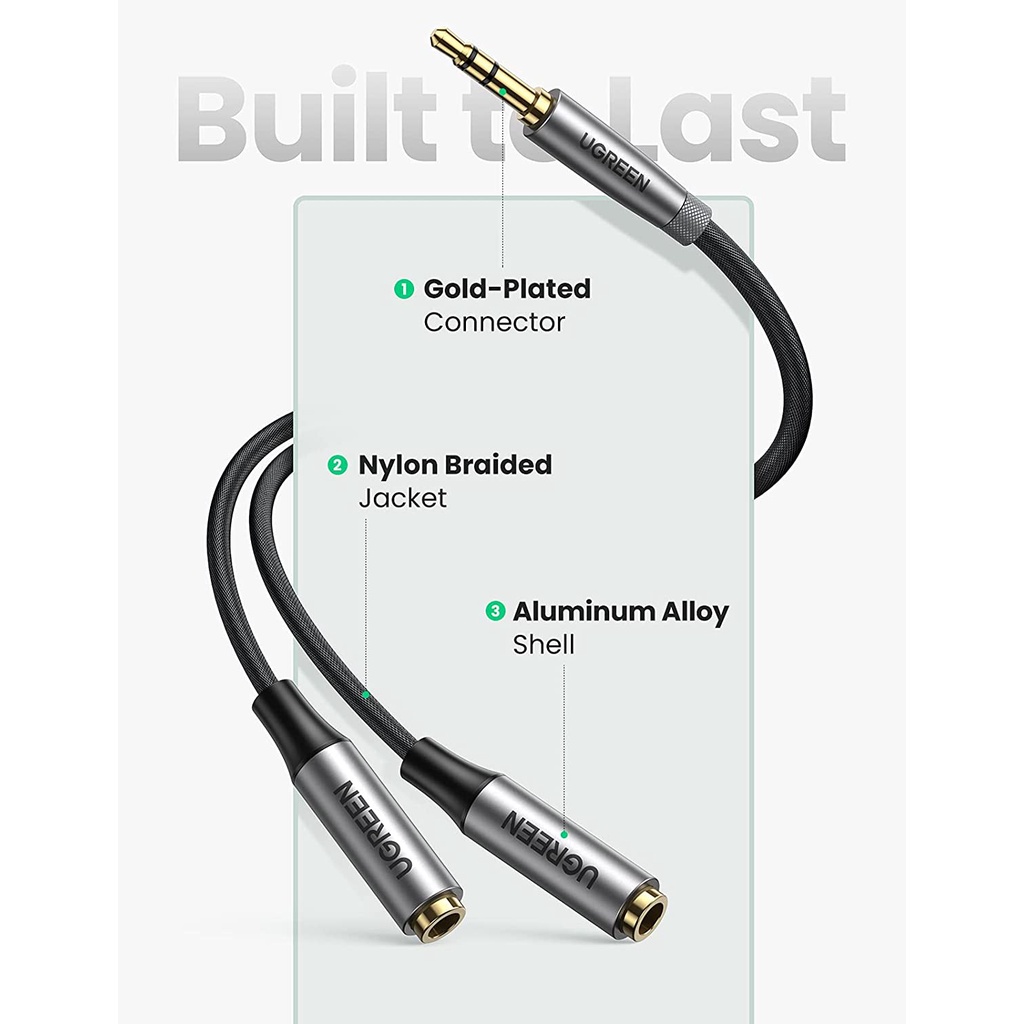 Dây cáp Audio 3.5mm chia 2 tai nghe, đầu nhôm UGREEN AV191