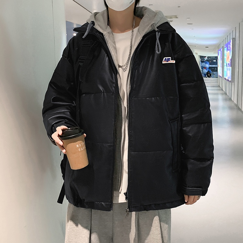 Áo Khoác Giả Da PU Có Đệm Cotton Dày Dặn Phong Cách Hong Kong Thời Trang Mùa Đông Cho Nam