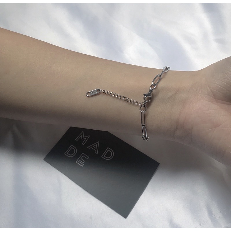 Vòng tay xích hình chữ nhật inox titan- CN chain bracelet MADDe