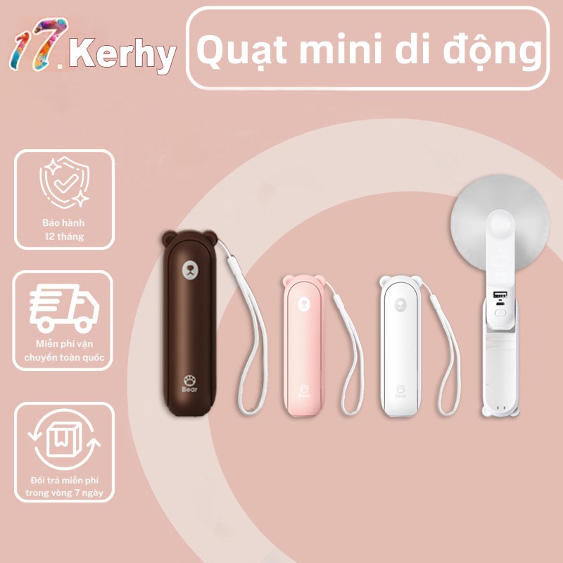 Jisulife Quạt Mini Usb Cầm Tay 4800Mahđa Năng 3 Trong 1 - Quạt Tích Điện Cầm Tay Kiêm Đèn Pin Và Sạc Dự Phòng - 17.Kerhy