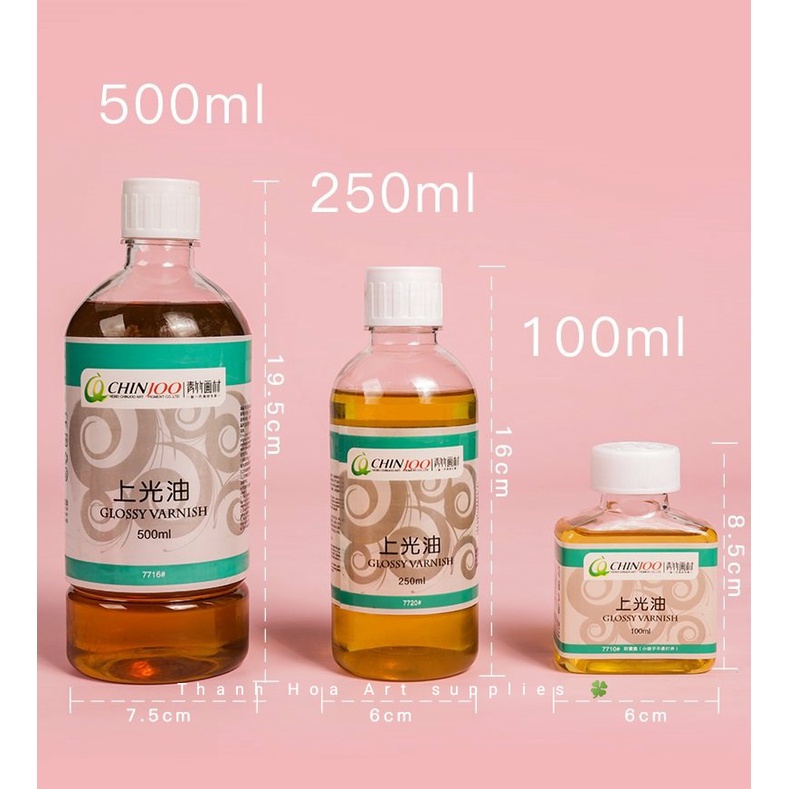 Dầu bóng véc ni Chinjoo 500ml bảo vệ tranh sơn dầu, acrylic [glossy varnish]