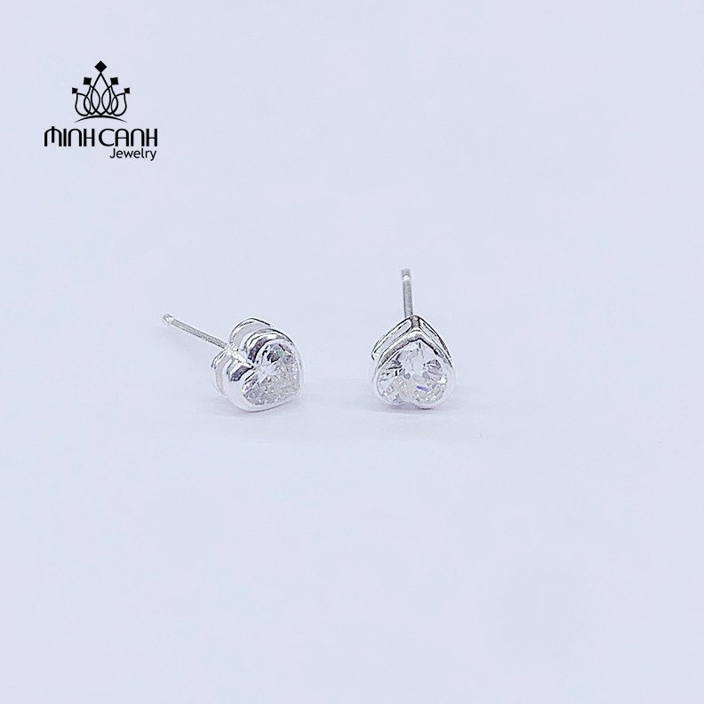 Hoa Tai Nụ Đá Hình Trái Tim Chất Liệu Bạc Ta - Minh Canh Jewelry