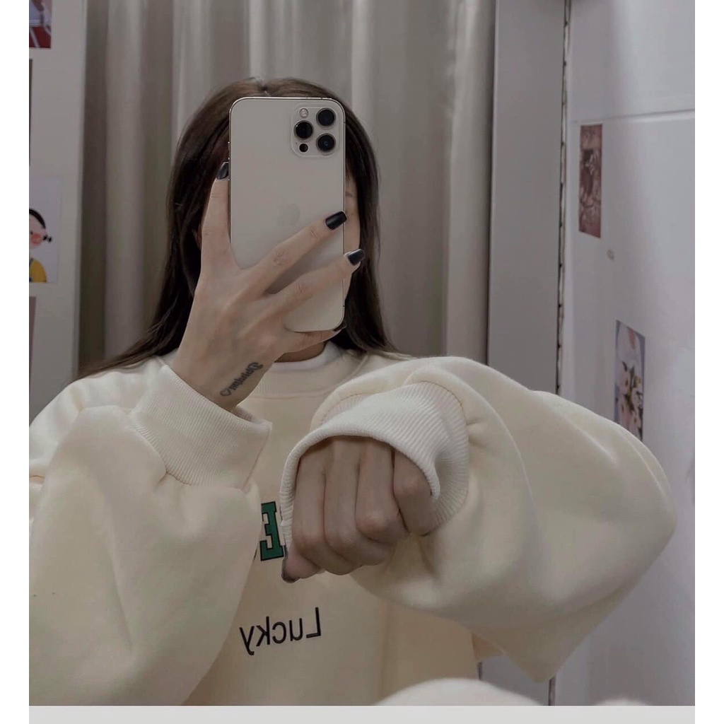 [Có Video + Ảnh Thật] Áo Sweater Nữ Lucky Form Rộng Cực Xinh Dễ Phối Đồ Chất Nỉ Dày Ấm - Chuu House - CH0157