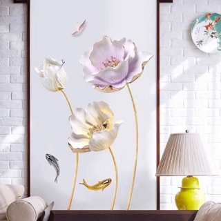 DECAL DÁN TƯỜNG HOA HỒNG ĐÁ 3D [kèm ảnh thật]