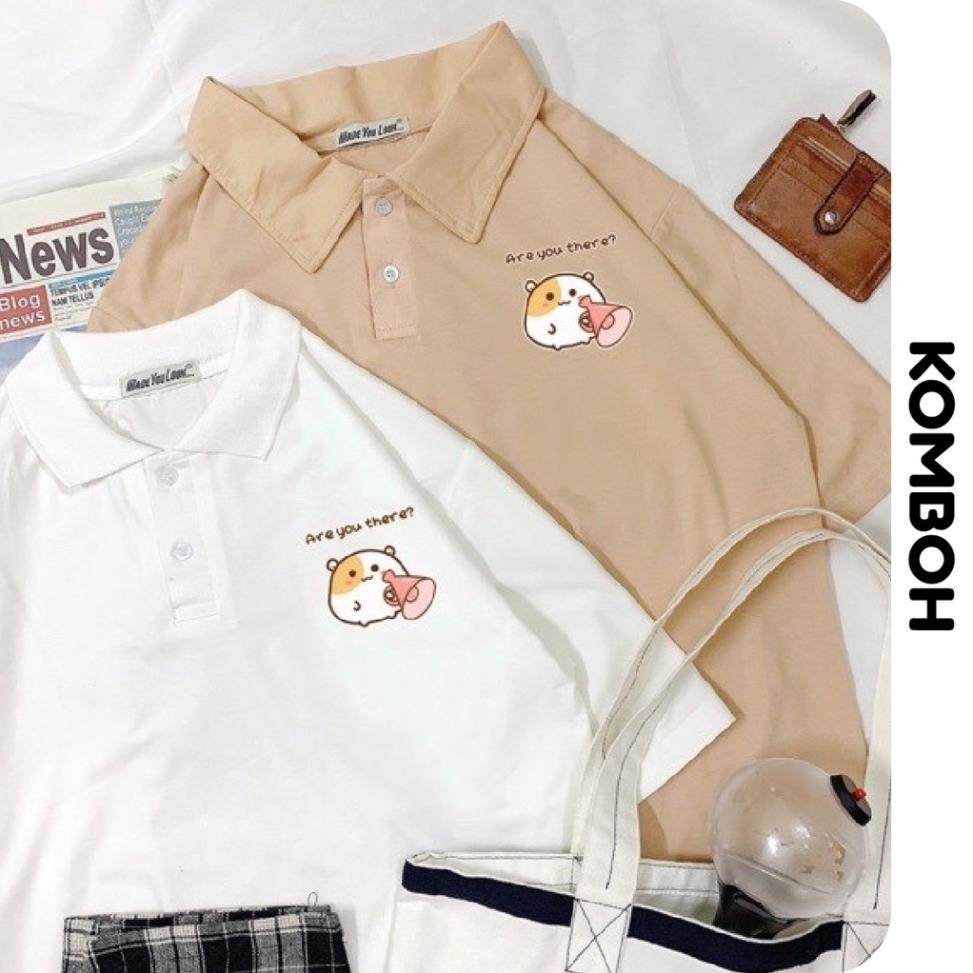 Áo thun polo có cổ KOMBOH phông Unisex nam nữ oversize form rộng HEO CON A104 Xịn